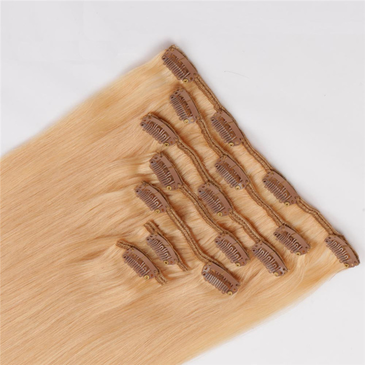 China factory price thick end  full head remy human hair clips in factory QM038